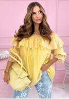 Rochie mini z falbankami Arlena albastru azuriu