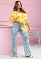 Rochie mini z falbankami Arlena albastru azuriu