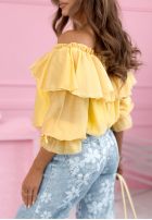 Rochie mini z falbankami Arlena albastru azuriu