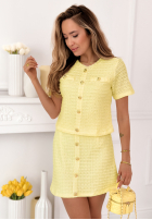 Tweedowy Compleu Bluză i Fustă mini Anastasia galbene