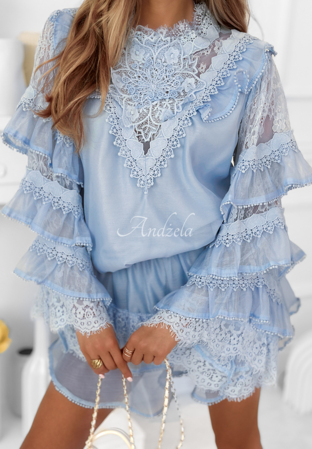 Compleu bluză și fustă-pantalon cu volănașe Blooming Season