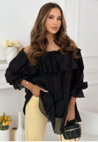 Rochie mini z falbankami Arlena albastru azuriu