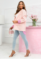 Sacou z koszulowymi wstawkami Waiting For You roz pudră
