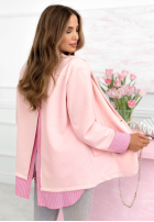 Sacou z koszulowymi wstawkami Waiting For You roz pudră