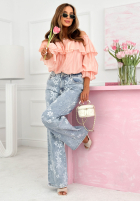 Rochie mini z falbankami Arlena albastru azuriu