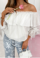 Rochie mini z falbankami Arlena albastru azuriu