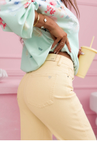 Pantaloni din denim mom fit Bethany galbenă