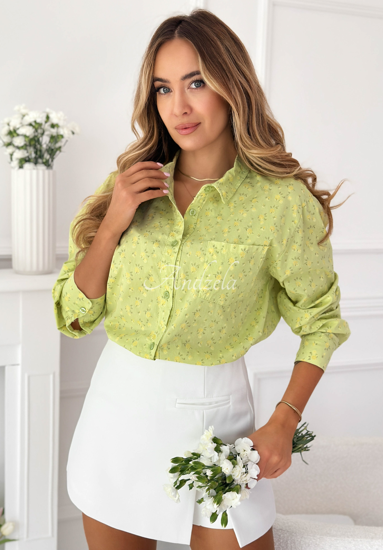 Cămașă din bumbac cu imprimeu floral Marbella