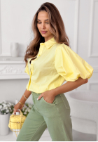 Cămașă z bufiastymi rękawami Jane roz pudră