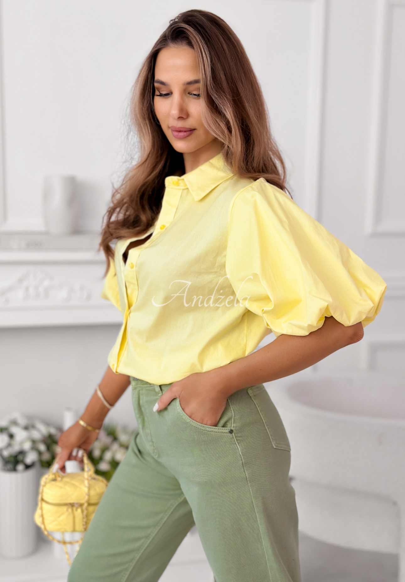 Cămașă din bumbac cu mâneci bufante Jane