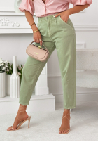 Pantaloni din denim mom fit Gracie de culoarea fisticului