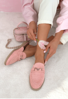 zamszowe Șlapi mokasyny z frędzlami Sylvette bej