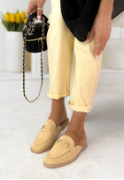 zamszowe Șlapi mokasyny z frędzlami Sylvette bej