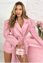 Skórzana Sacou z szerokimi ramionami i paskiem Aveline negru