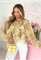 Kwieciska Bluză z wiązaniem i falbankami Blooms On You roz