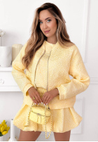 Scurtă kreszowana Geacă bomberka Layla galben