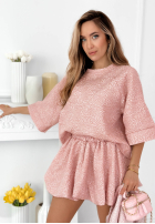 Krótkie kreszowane spodenki o kroju bombki Layla galbenă