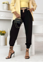 din material textil Pantaloni joggery z paskiem I Chose It negre