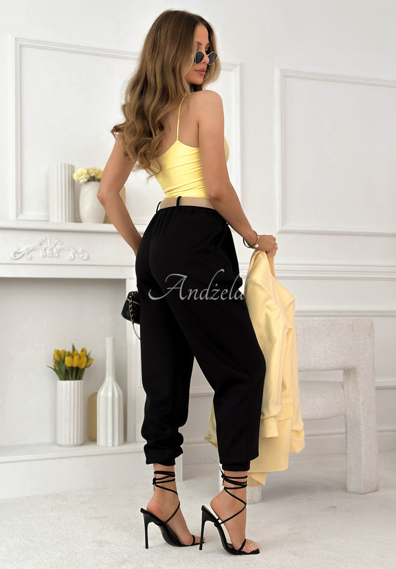 Pantaloni jogger din viscoză cu curea I Chose It