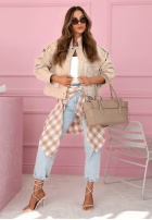 Scurtă skórzana Geacă z kołnierzem Jolie galben