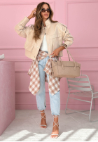 Scurtă skórzana Geacă z kołnierzem Jolie galben