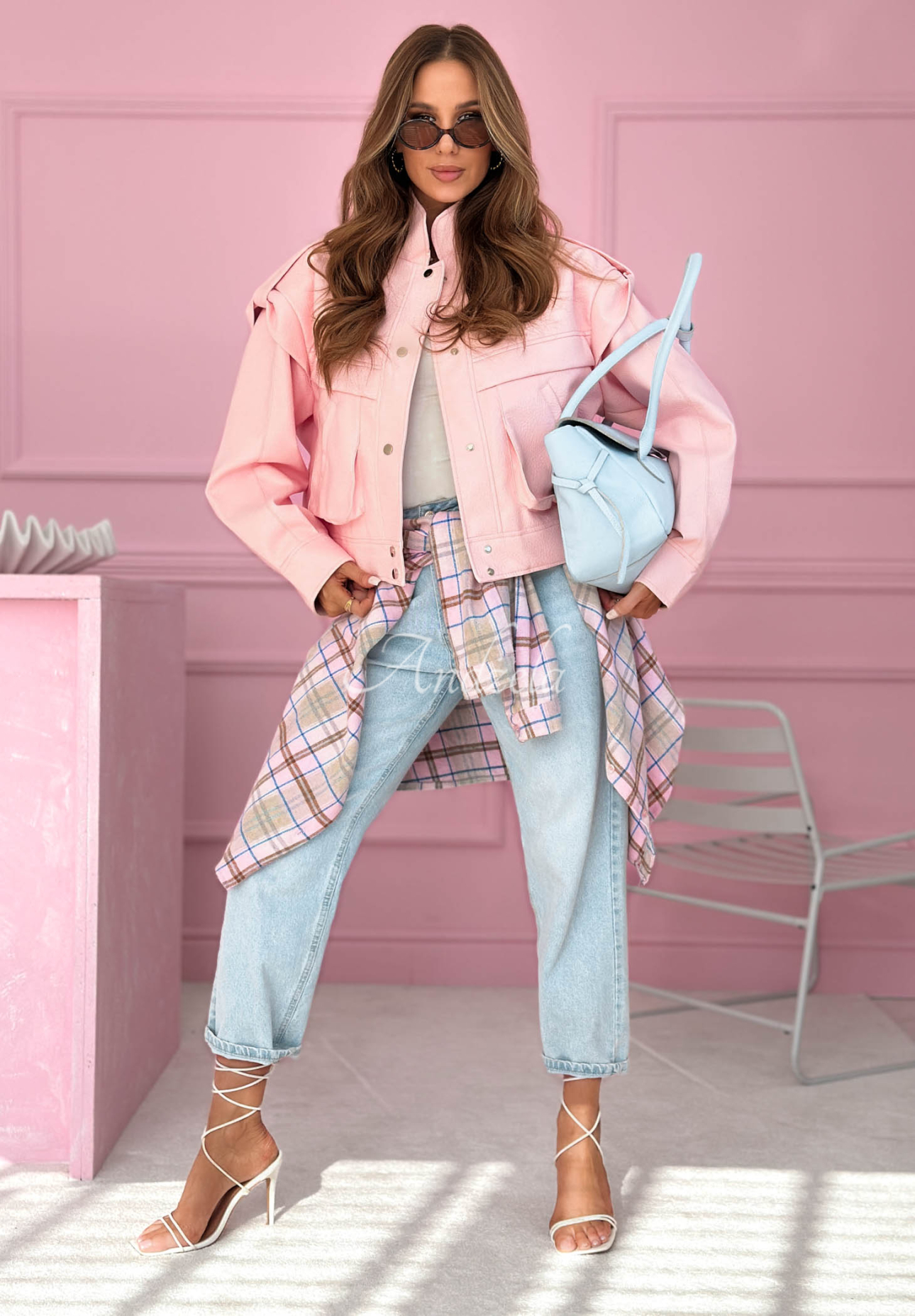 Geacă scurtă din piele cu guler Jolie