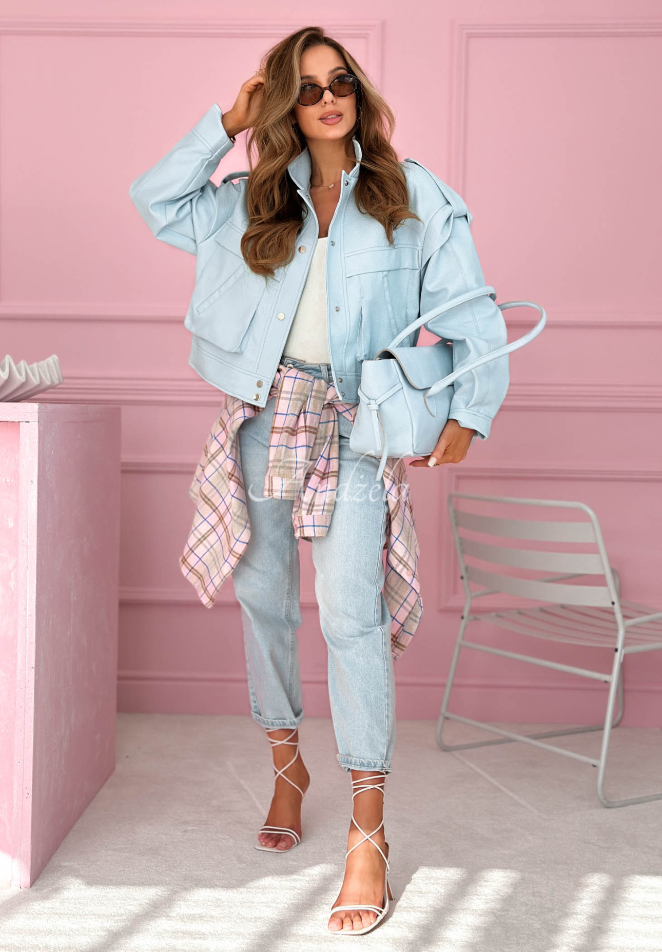 Geacă scurtă din piele cu guler Jolie