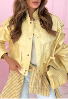 Scurtă skórzana Geacă z kołnierzem Jolie galben