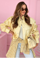 Scurtă skórzana Geacă z kołnierzem Jolie galben