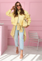 Scurtă skórzana Geacă z kołnierzem Jolie galben