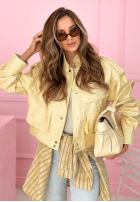 Scurtă skórzana Geacă z kołnierzem Jolie galben