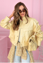 Scurtă skórzana Geacă z kołnierzem Jolie galben