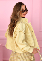 Scurtă skórzana Geacă z kołnierzem Jolie galben