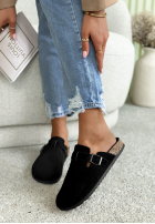 zamszowe chodaki z paskiem Madison negre