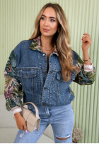 din denim Geacă z żakardowymi wstawkami Leah ciemnoniebieska