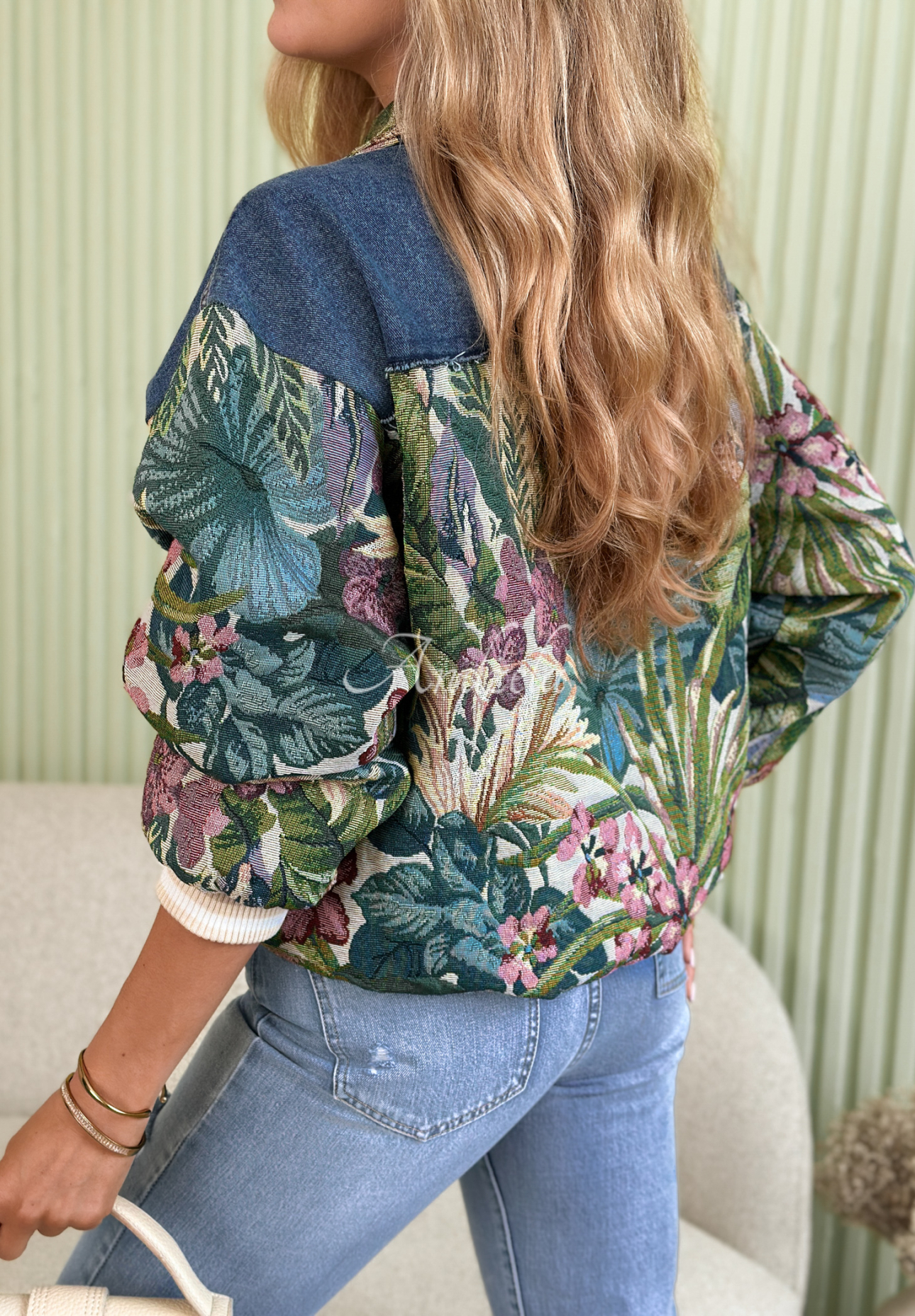 Geacă din denim cu inserții jacquard Leah