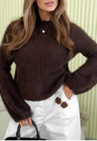 Miękki moherowy sweterek z bufkami Cotton Candy ciocolatiu