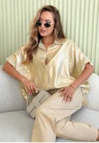 Cămașă z ażurowymi elementami Celestine auriu