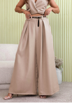 Elegancki Compleu Pantaloni wide leg i kopertowa Vestă Aracelli mokka