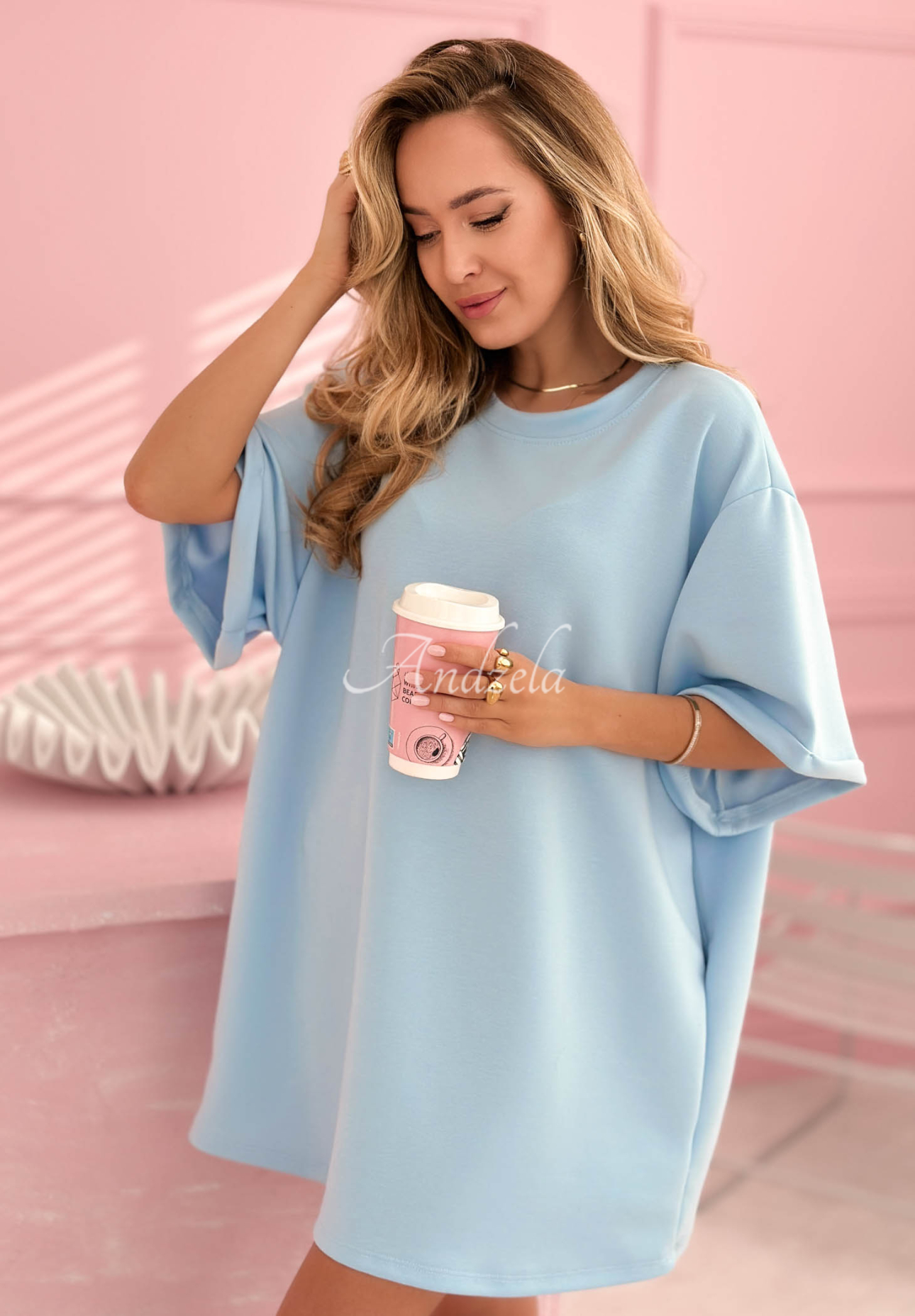 Tricou lung tip tunică cu viscoză Base Babe