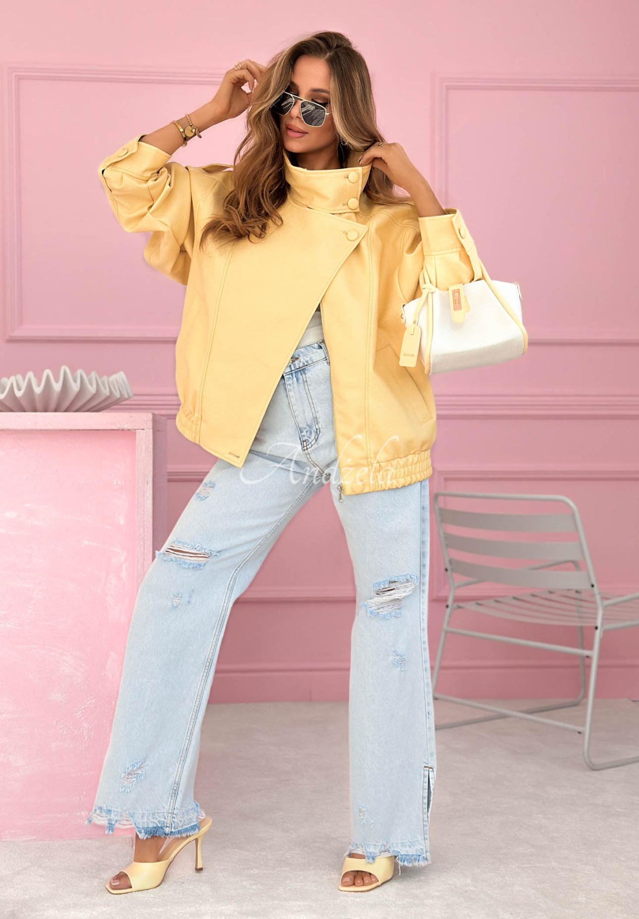 Geacă bomber din piele Messy