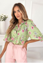 Kwiecista Cămașă z bufkami Dakota de culoarea fisticului