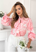 Kwiecista Cămașă z żabotem Dorotha roz