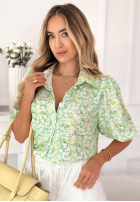 Kwiecista Cămașă z bufkami Jordyn de culoarea fisticului