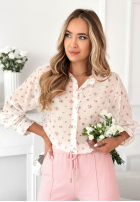 Cămașă w kwiaty Floriana albă
