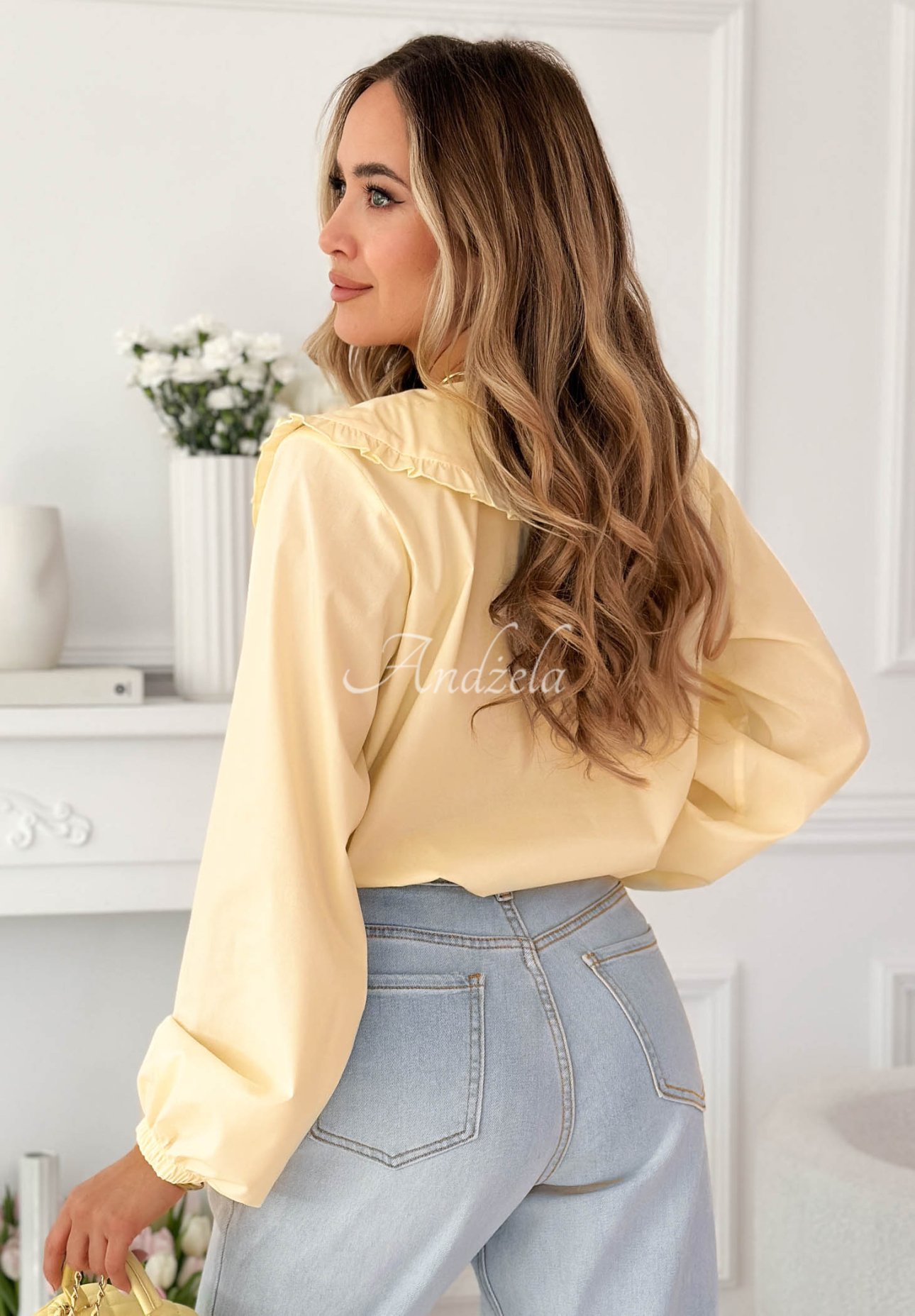 Cămașă din viscoză cu guler decorativ Martha