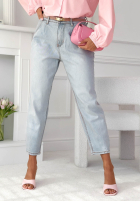 Pantaloni din denim mom fit Zahira albastre