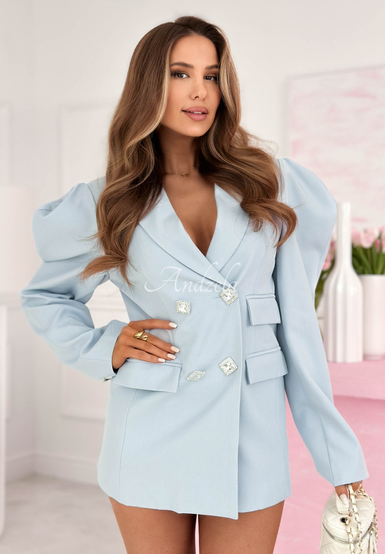 Rochie tip sacou cu mâneci bufante și bumbac Avenelle