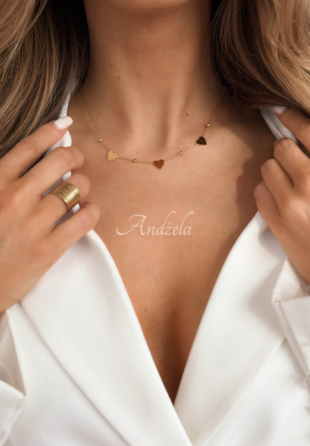 Colier cu inimioare Golden Heart
