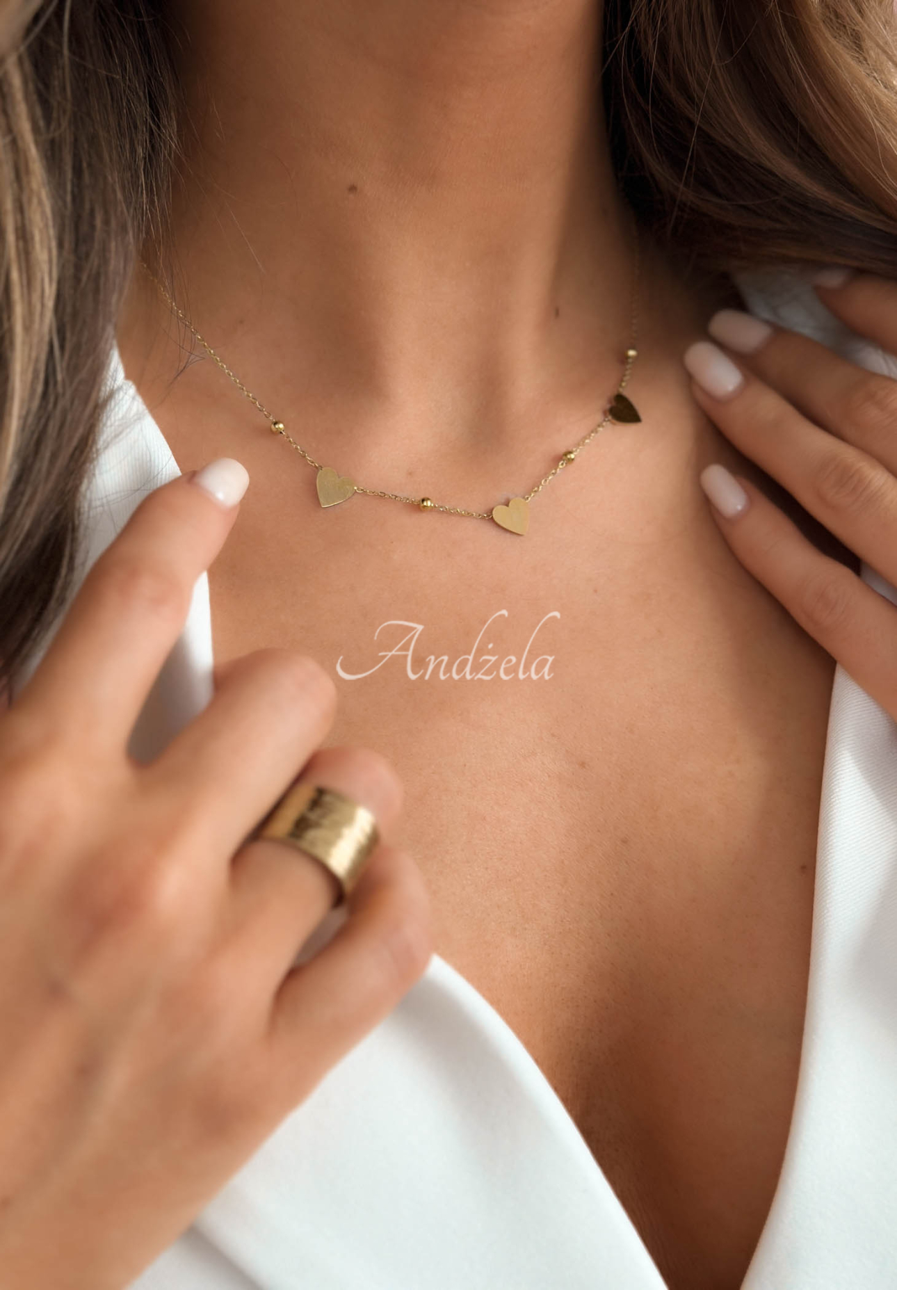 Colier cu inimioare Golden Heart